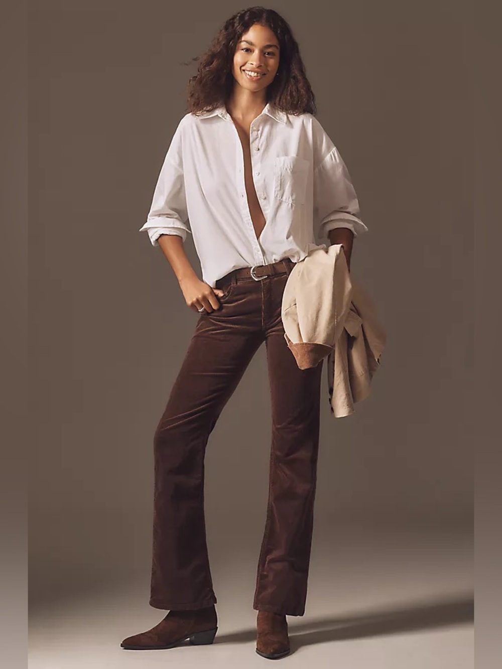 Pilcro Brown Corduroy Straight-Leg Pants